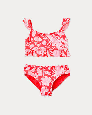 UPF 50+ Girls Chrissy Bikini Set - Cane Coral Crab Collab