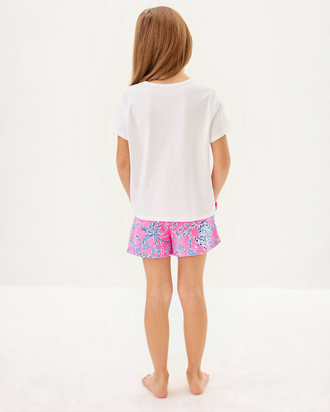 Girls Mini Rally Tee - Multi Cool As Shell Embroidery Childrens
