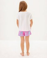 Girls Mini Rally Tee - Multi Cool As Shell Embroidery Childrens