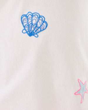 Girls Mini Rally Tee - Multi Cool As Shell Embroidery Childrens
