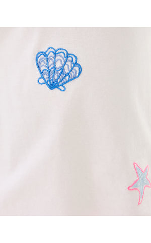Girls Mini Rally Tee - Multi Cool As Shell Embroidery Childrens