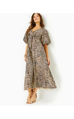 Clairanne Elbow Sleeve Maxi Dress - Macadamia - Big Pattern Play