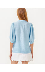 Mialeigh Linen Top - Blue Peri X Resort White