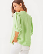 Mialeigh Linen Top - Jade Lime X Resort White