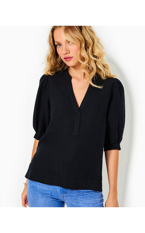 Mialeigh  Linen Top - Noir X Noir