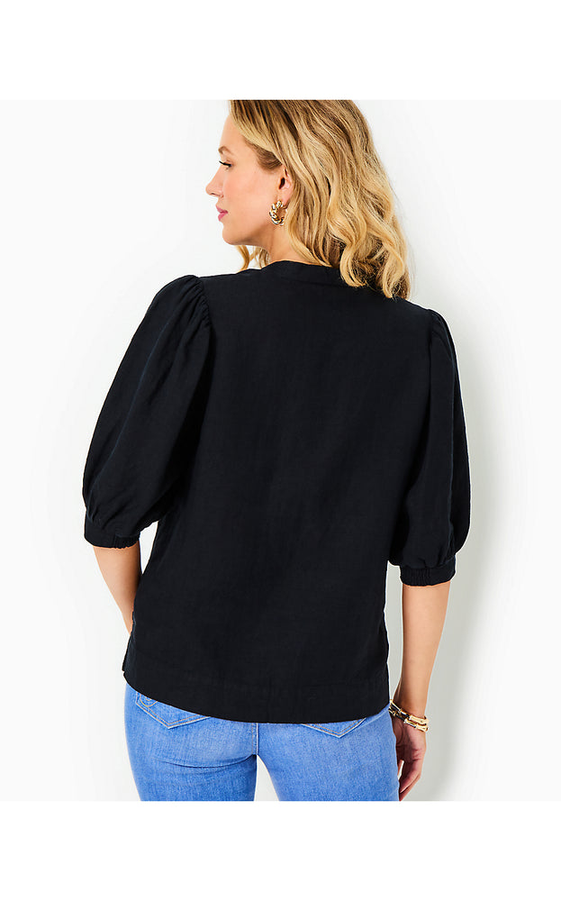 Mialeigh  Linen Top - Noir X Noir