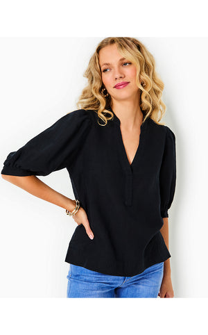 Mialeigh  Linen Top - Noir X Noir