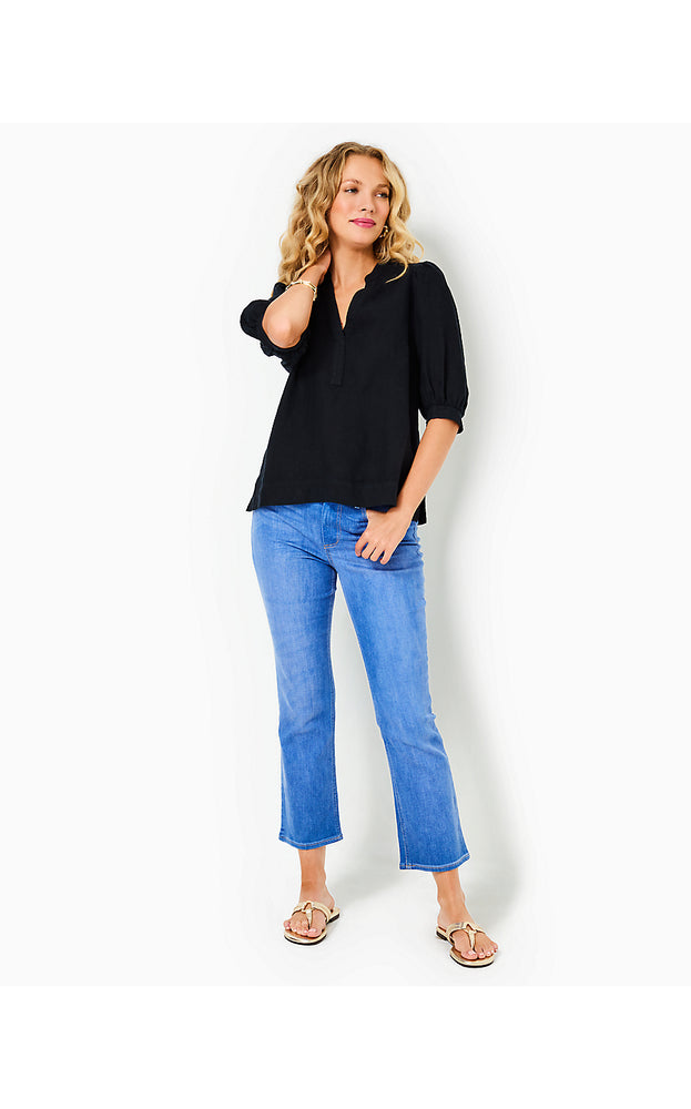 Mialeigh  Linen Top - Noir X Noir