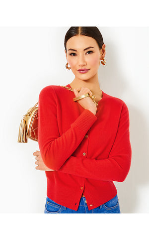 Fairley Cashmere Cardigan - Rococo Red