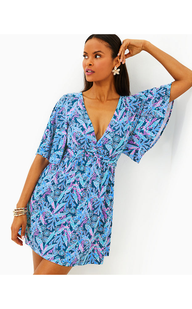 Minka Skirted Romper - Barton Blue - Star Gazing