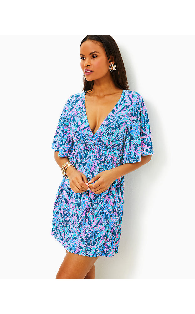 Minka Skirted Romper - Barton Blue - Star Gazing