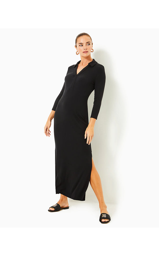 Ollie Maxi Polo Dress - Noir