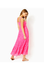 Hadly Smocked Maxi Dress - Roxie Pink Poly Crepe Swirl