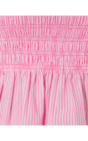 Rivera Smocked Striped Top - Havana Pink Seersucker Stripe