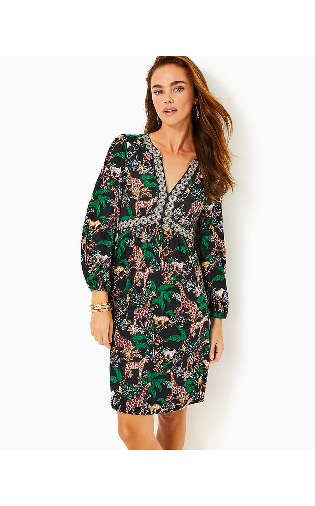 Wexlee 3/4 Sleeve Dress - Multi Dancing In The Moonlight Engineered Knit Dress