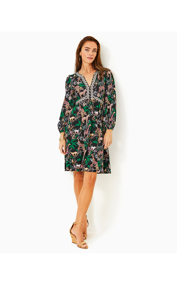 Wexlee 3/4 Sleeve Dress - Multi Dancing In The Moonlight Engineered Knit Dress