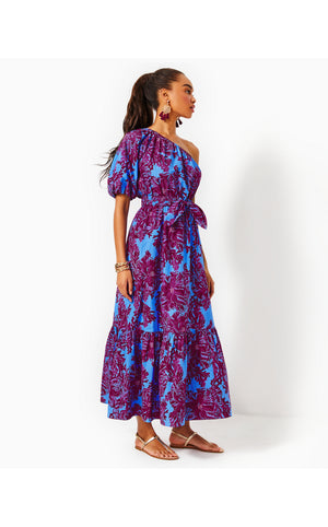 
            
                Load image into Gallery viewer, Zelalynn One-Shoulder Cotton Maxi Dress - Abaco Blue - Feel Like A Shellebrity
            
        