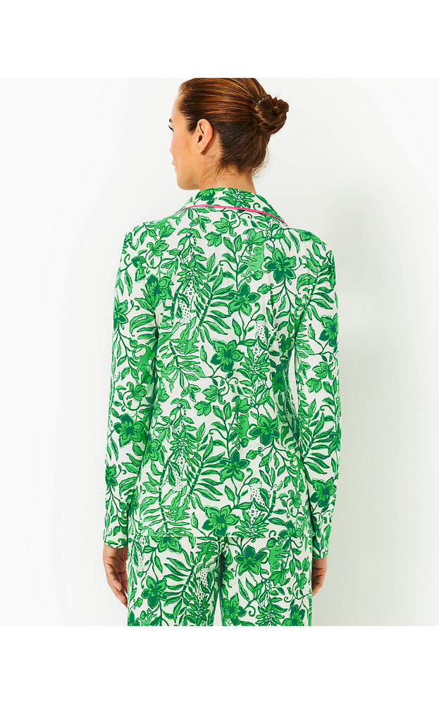 Pajama Knit Button-Up Top - Fiddle Leaf Green Lil Escape Plans