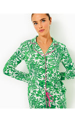 Pajama Knit Button-Up Top - Fiddle Leaf Green Lil Escape Plans