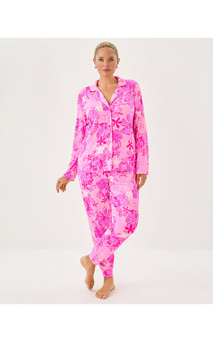Pajama Knit Button-Up Top - Parigi Pink Supporting Squad