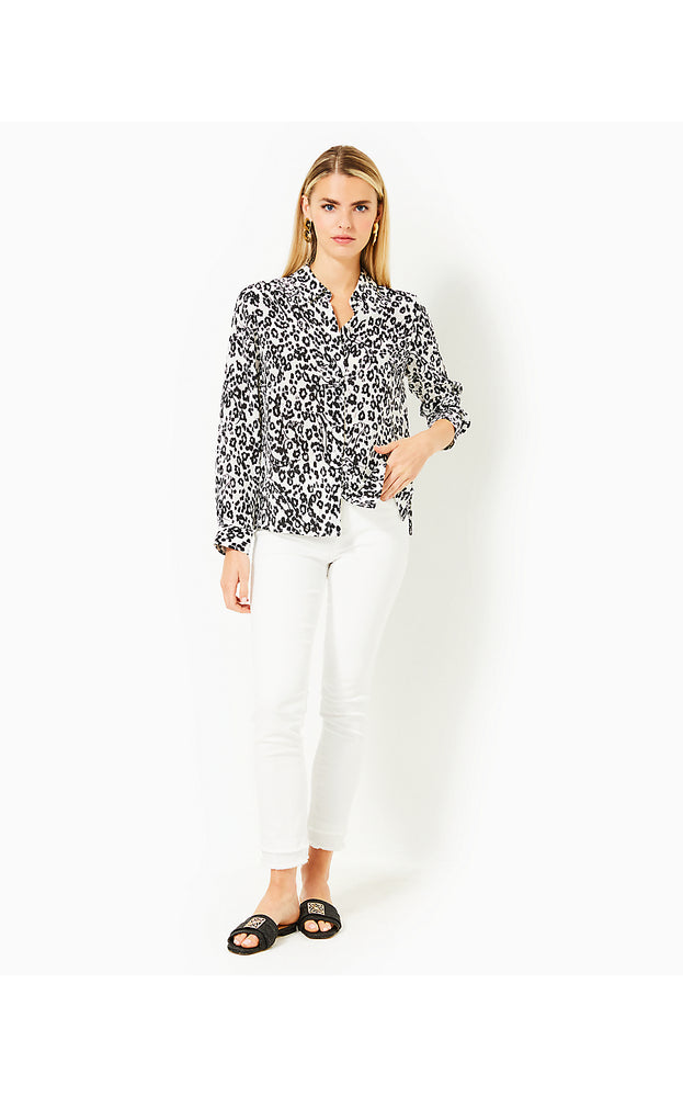 Kiran Button Down Top - Coconut Lets Pawty