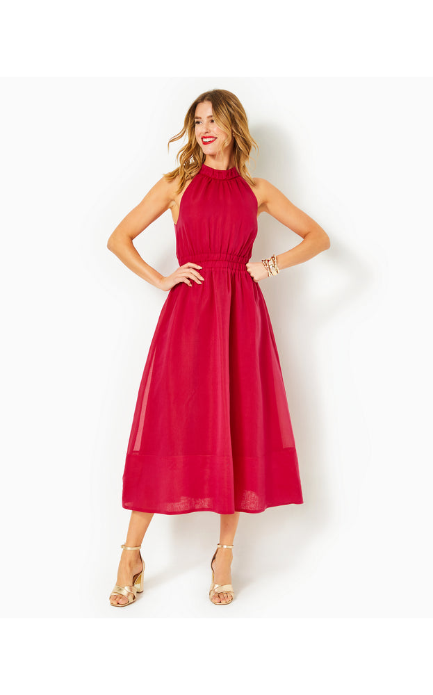
            
                Load image into Gallery viewer, Marleen Halter Midi Dress - Poinsettia Red
            
        