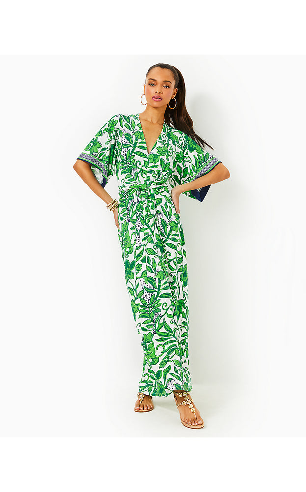 Wisteria V-Neck Maxi Dress - Fiddle Leaf Green Escape Plan Engineered Knit Dress