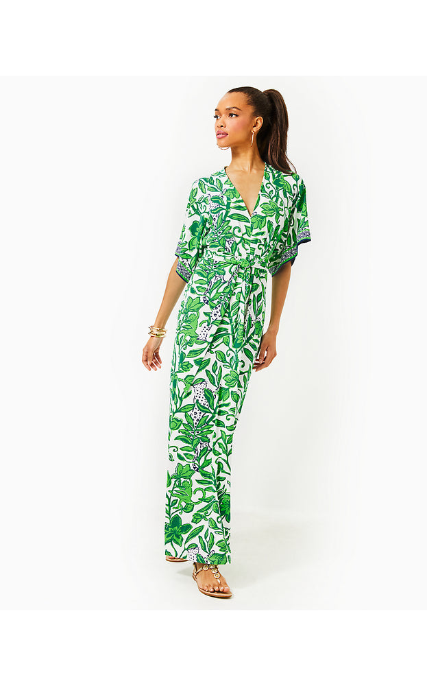 Wisteria V-Neck Maxi Dress - Fiddle Leaf Green Escape Plan Engineered Knit Dress