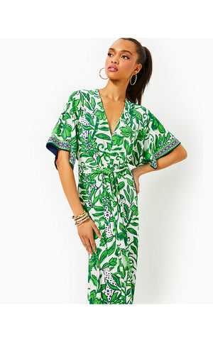 Wisteria V-Neck Maxi Dress - Fiddle Leaf Green Escape Plan Engineered Knit Dress