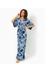 Wisteria V-Neck Maxi Dress - Low Tide Navy - Bouquet All Day Engineered
