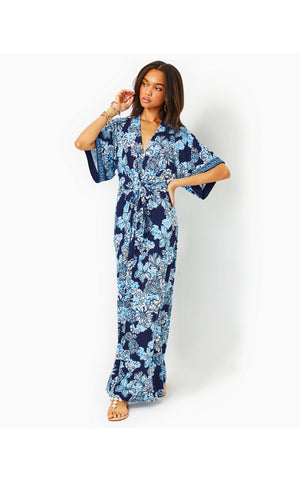 
            
                Load image into Gallery viewer, Wisteria V-Neck Maxi Dress - Low Tide Navy - Bouquet All Day Engineered
            
        