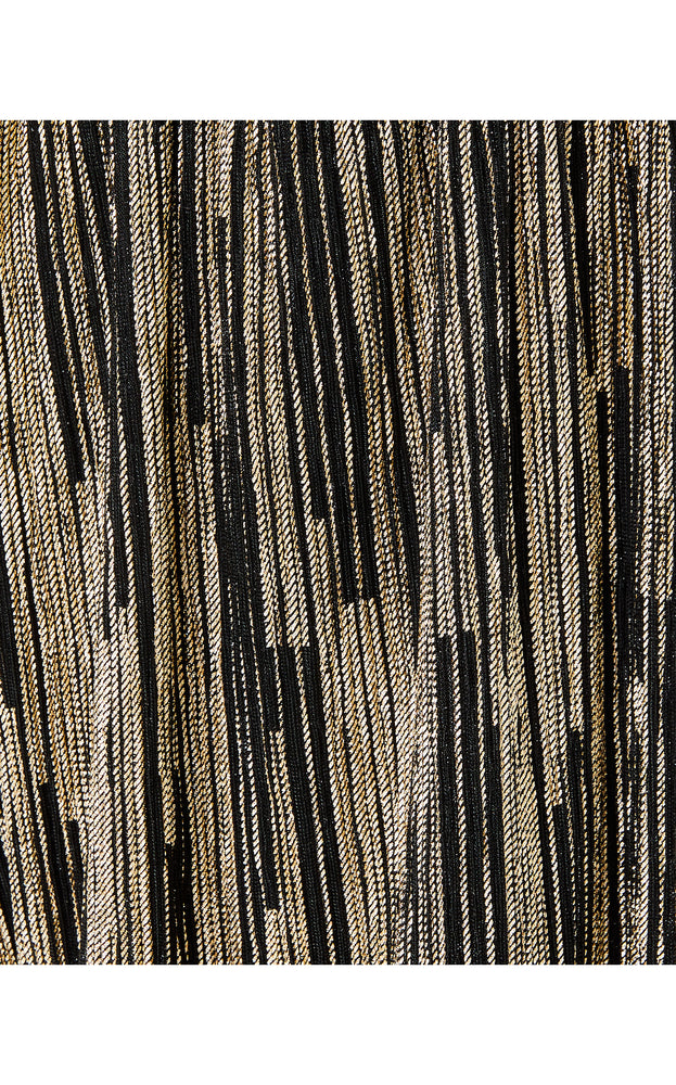 
            
                Load image into Gallery viewer, Riza Long Sleeve Romper - Onyx - X Gold Metallic Rompe Stripe Crinkle Knit
            
        