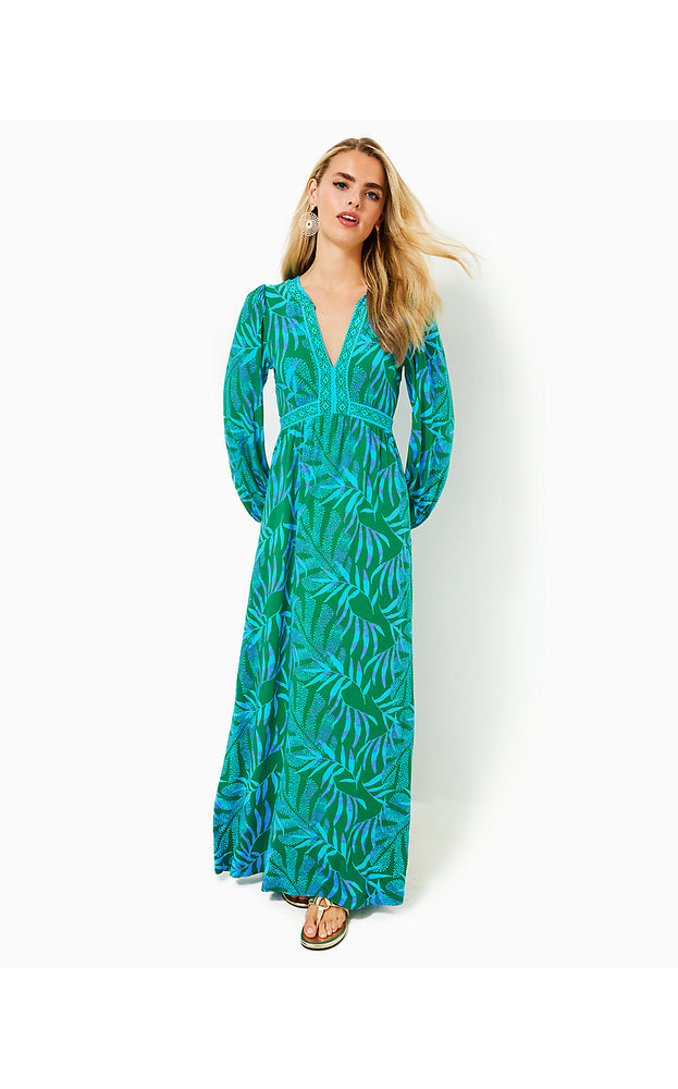 Wexlee Maxi Dress- Fiddle Leaf Green - Its A Jungle Out There Engineered Knit Maxi Dress