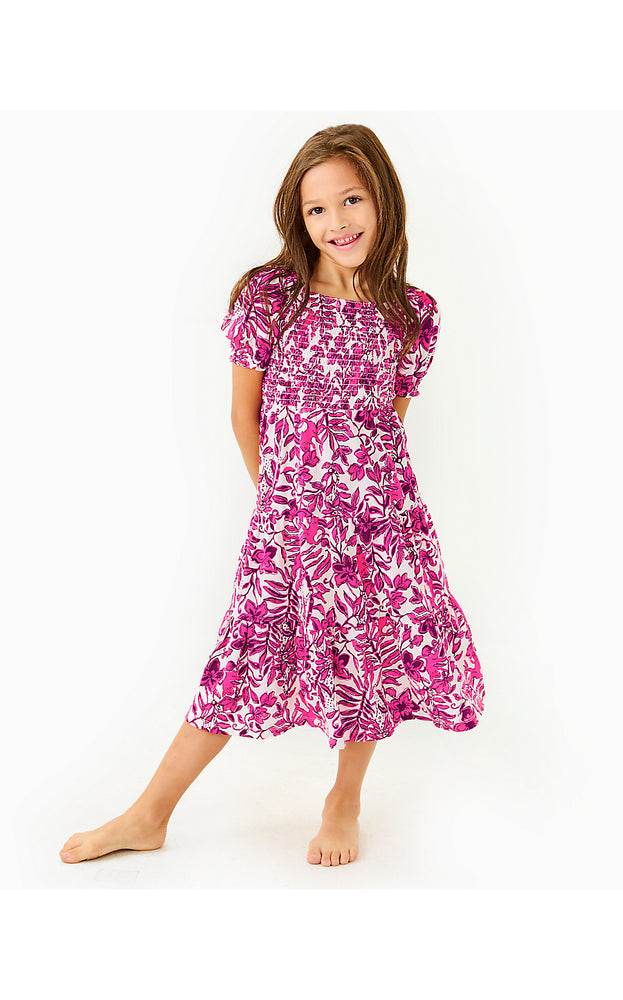 Mini Jilly Sleeved Midi Dress - Elderflower Blossom Lil Escape Plan