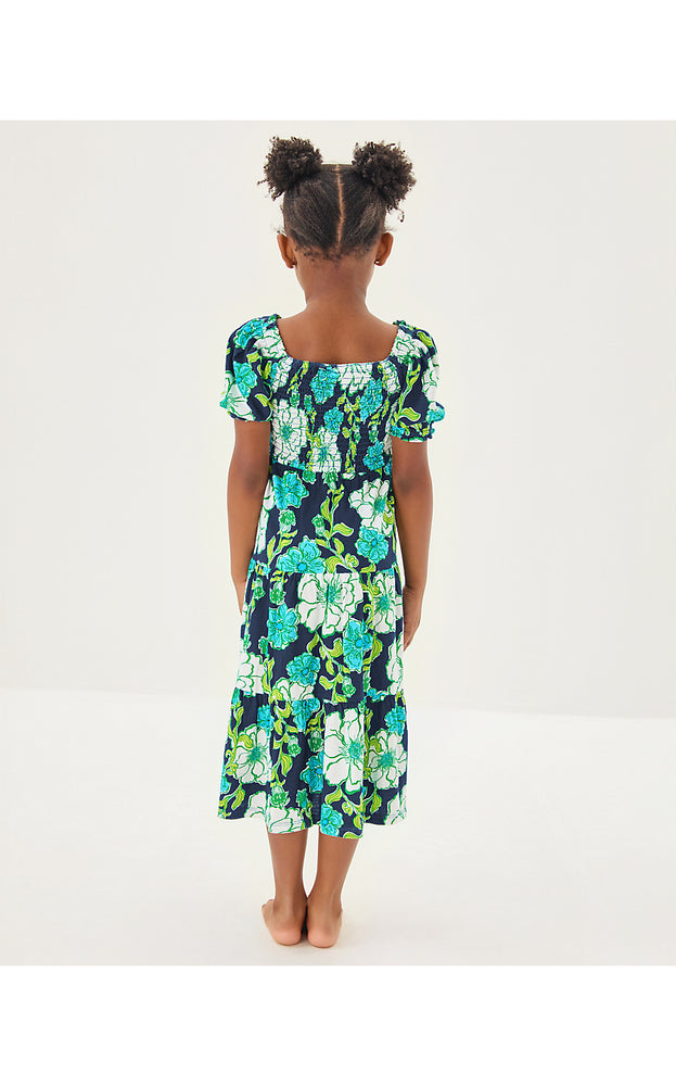 Girls Mini Jilly Sleeved Midi Dress - Low Tide Navy Go Big