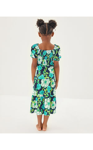 Girls Mini Jilly Sleeved Midi Dress - Low Tide Navy Go Big