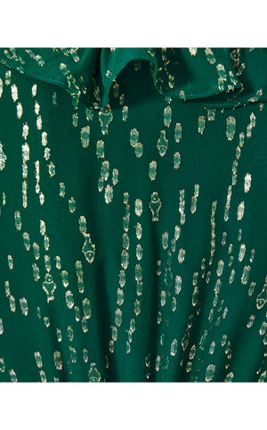 
            
                Load image into Gallery viewer, Birdy Long Sleeve Silk Wrap Dress - Evergreen Fish Clip Chiffon
            
        