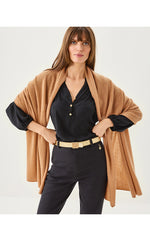 Lanelle Cashmere Wrap - Heathered Rattan Metallic