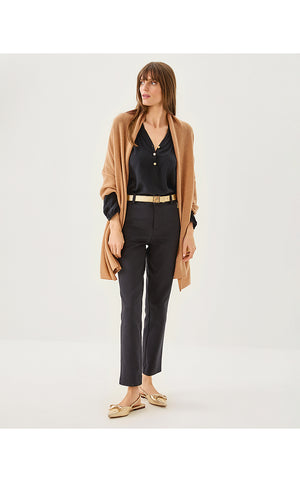 Lanelle Cashmere Wrap - Heathered Rattan Metallic