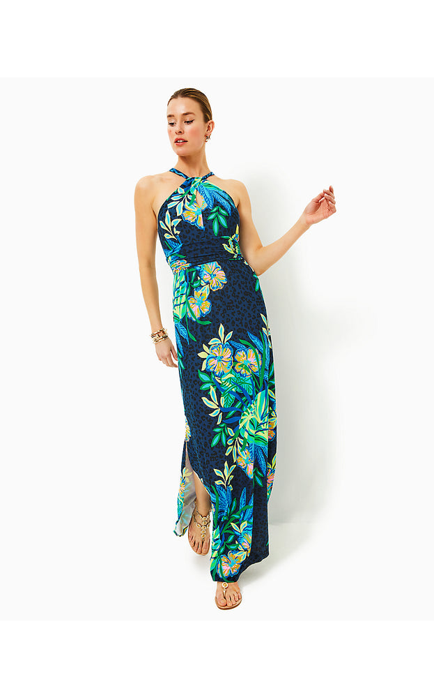 Orla Halter Maxi Dress - Multi - The Hottest Spot Oversized Engineered Knit Dress