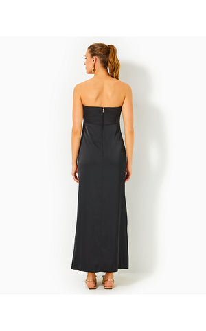 Carlynn Satin Maxi Bow Dress - Noir