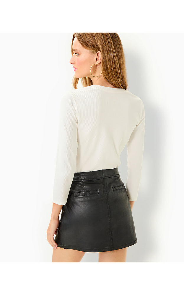 Colette Stretch Coated Skirt - Noir