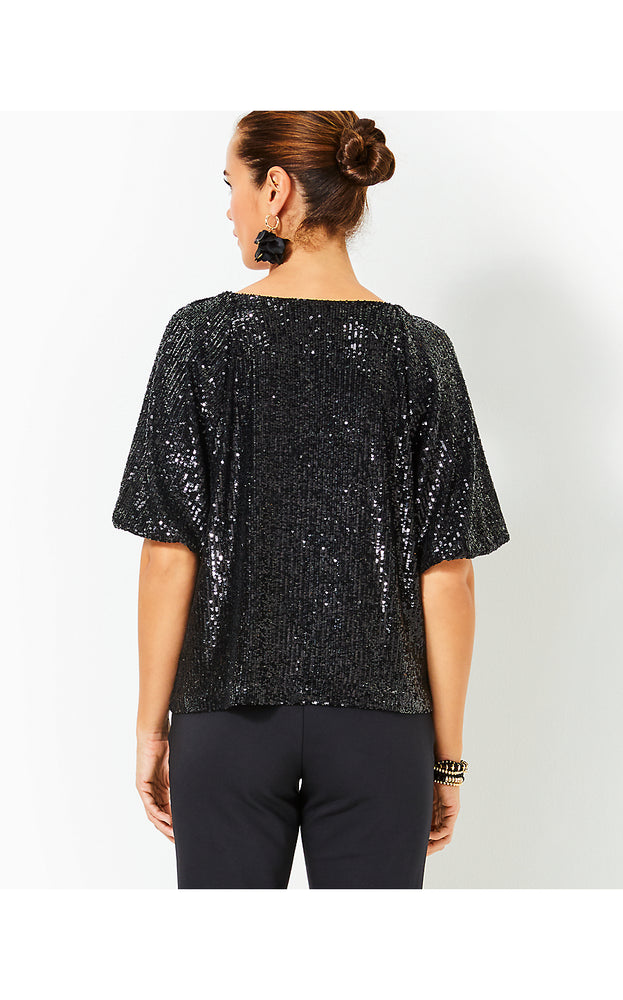 Cressida Sequin Knit Top - Noir Treasure Box Sequin Knit