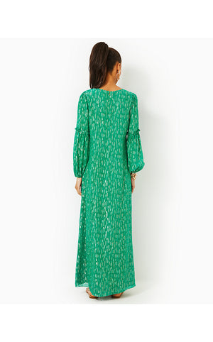 Cleme Maxi Dress - Fiddle Leaf Green Mystical Viscose Metallic Clip