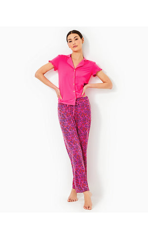 30.5" Pajama Knit Pant - Passion Fruit Pink Star Searching