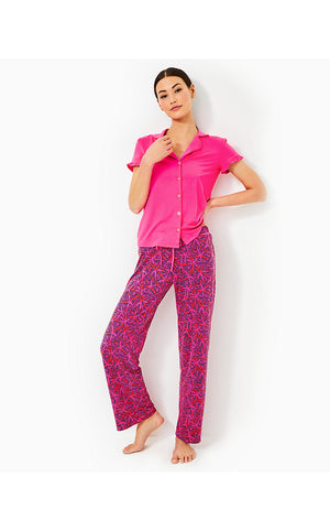 30.5" Pajama Knit Pant - Passion Fruit Pink Star Searching