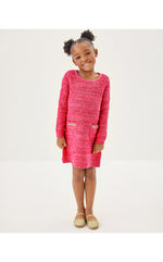 Girls Lolo Sweater Dress - Cherry Red Metallic Marl