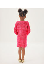 Girls Lolo Sweater Dress - Cherry Red Metallic Marl