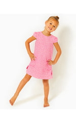 Girls Little Lilly Shift Dress - Pink Palms - Fantasy Tweed