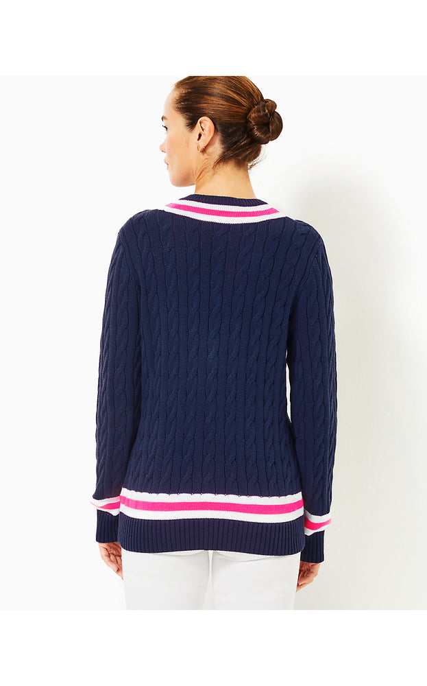 Brockton Cotton Sweater - Low Tide Navy X Passion Fruit Pink - Tipping